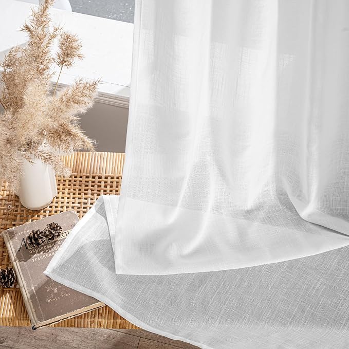 MIULEE White Linen Curtains 108 Inch Long 2 Panels - Image 7