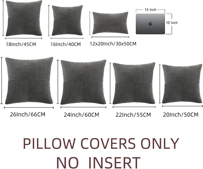 Fancy Homi 2 Packs Dark Gray Samll Decorative Throw Pillow Covers 12x12 Inch - Image 6