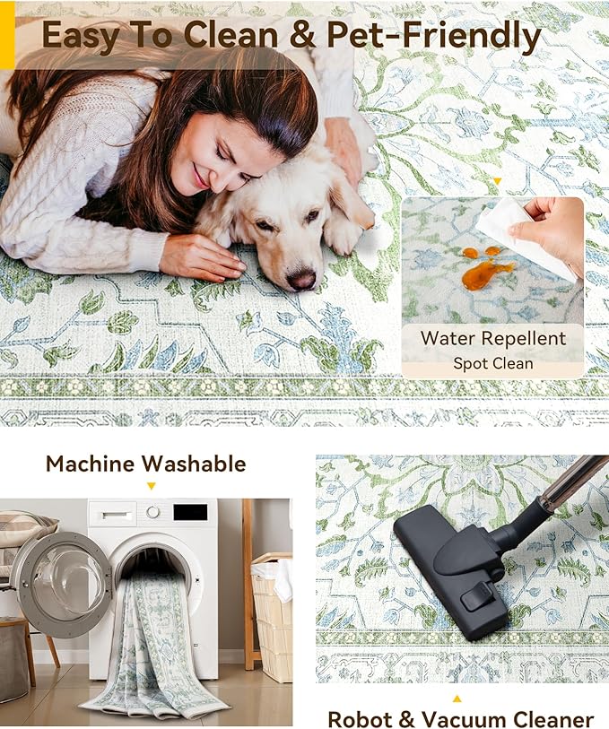 RELEANY Washable Area Rug, Runner 2'x8', Water Repellent, Pet Friendly - Image 4