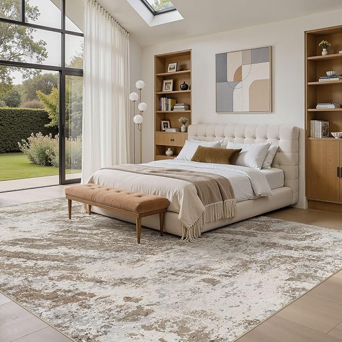 DMOYEST 7x9 Washable Area Rug: Abstract Modern Non-Slip Carpet, Soft Low Pile - Image 4