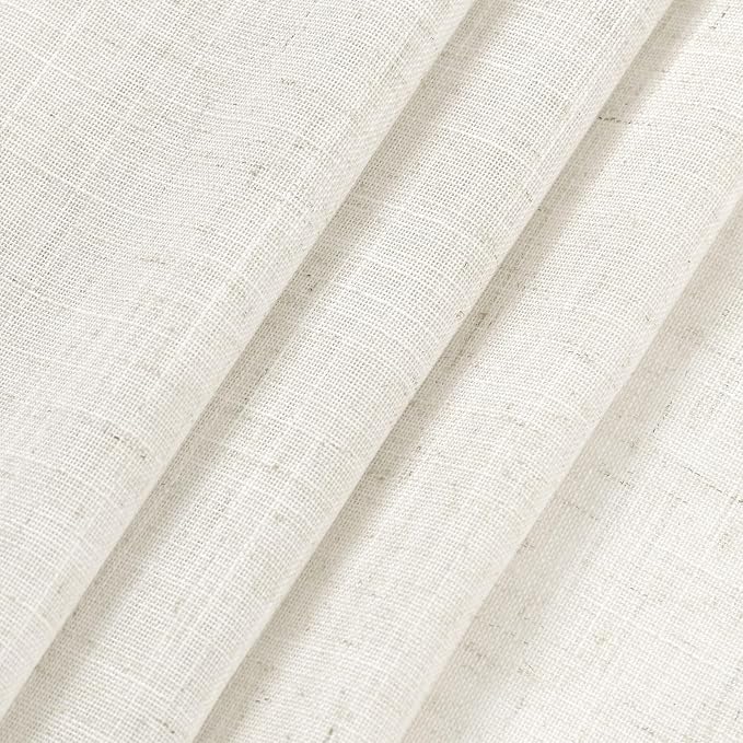 Natural Semi Sheer Kitchen Curtains 36 Inch Length 2 Panel Set Back Tab Pocket - Image 6