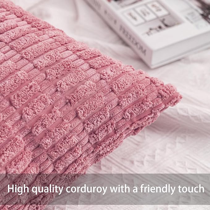 Aegero Pack of 2 Corduroy Decorative Throw Pillow Covers 16x16 Inch - Image 2