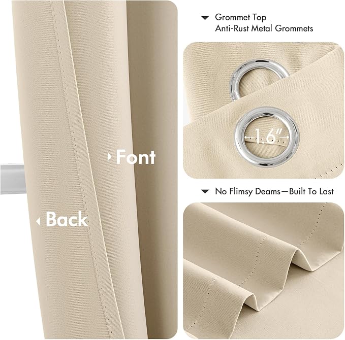 MIULEE Blackout Curtains for Bedroom 2 Panels 40 x 54 Inch Long Cream Beige | - Image 4