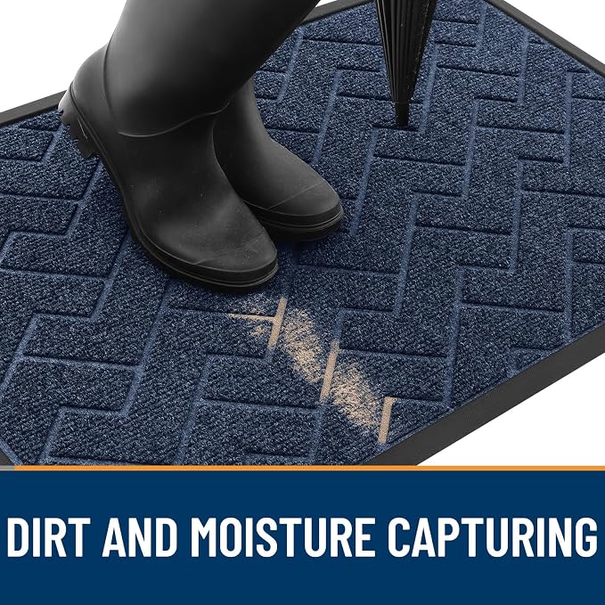 OLANLY Front Door Mat Outside 47x32, All-Season Absorbent Rubber Doormat | Blue - Image 7