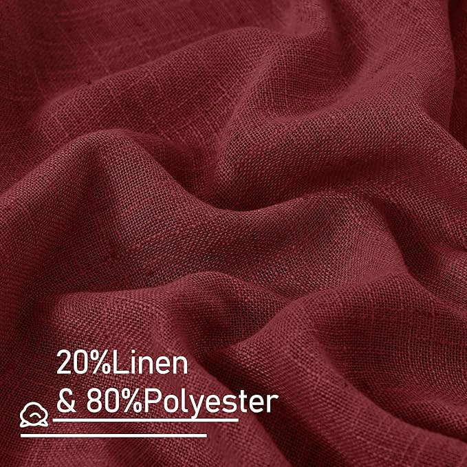 95 inch Linen Curtains for Living Room, Burgundy Red Bronze Grommet Christmas - Image 3