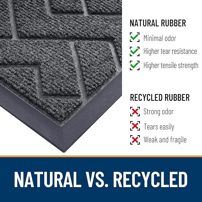 OLANLY Front Door Mat Outside 71x47, All-Season Absorbent Rubber Doormat | Grey - Image 5