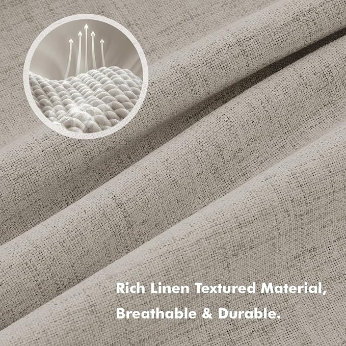 MIULEE 100% Blackout Linen Curtains 42 x 90 Inch Pebble Taupe 2 Panels | - Image 3