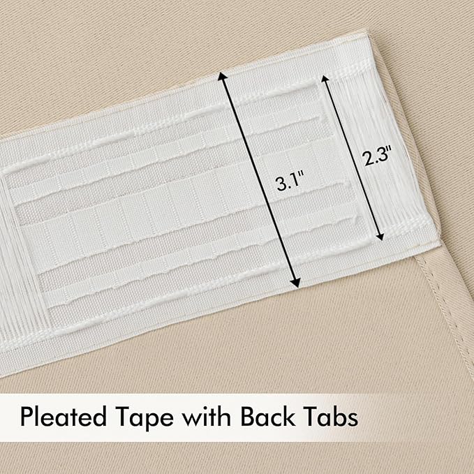 MIULEE Cream Beige Back Tab Blackout Curtains 52x54 Inch Length 2 Panel Set | - Image 4