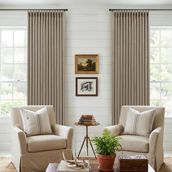 Dark Flax 108 Inch Pinch Pleat 100% Blackout Drapes 2 Panels Set | Greige - Image 8