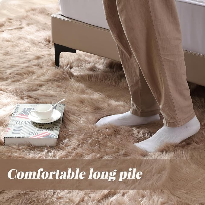 ORINOVA Beige Furry Washable Area Rugs - Image 4