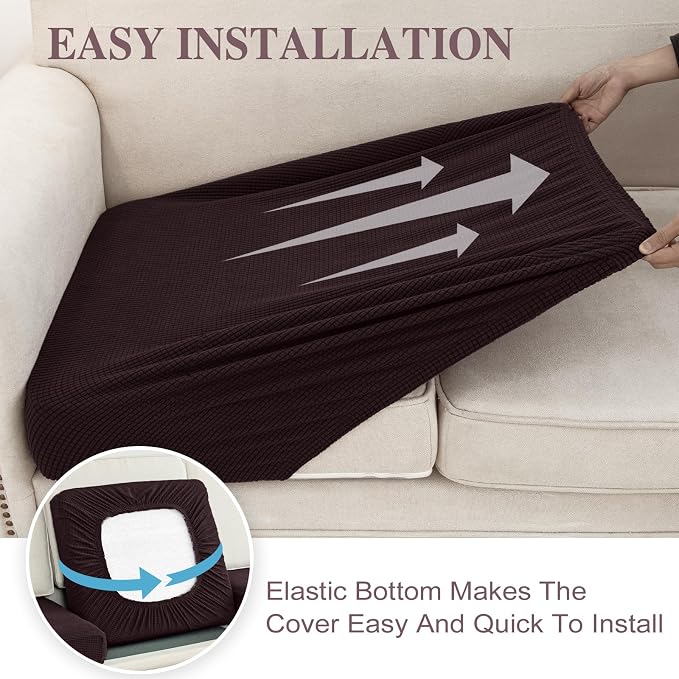 LA MEACK Couch Cushion Covers Seat Cushion Cover Stretch Couch Cover Separate - Image 5