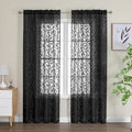 Furman Black Sheer Curtains 72 inches Long 2 Panels Set, Light Filtering Top by OWENIE
