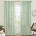 95 Inches Long Fresh Green Linen Curtains by LAMIT