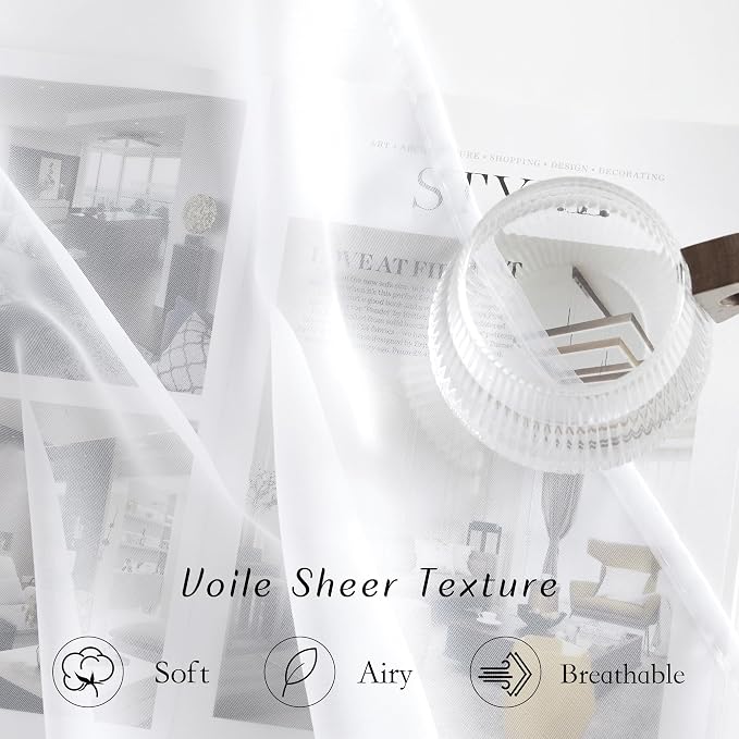 NICETOWN Voile Sheer Window Curtains 144 inch Extra Long, Grommet Elegant and - Image 4