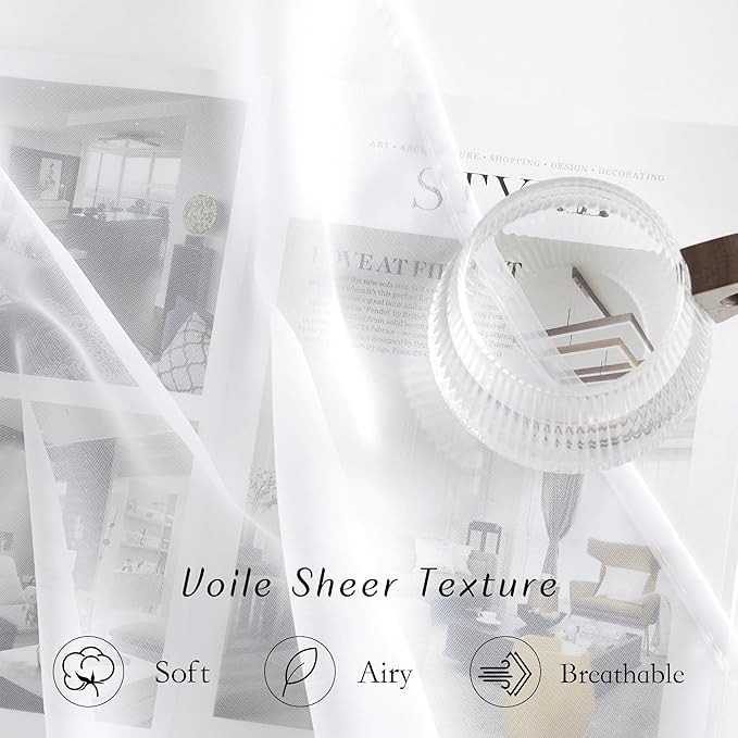 NICETOWN White Sheer 30 inch Curtains - Image 4