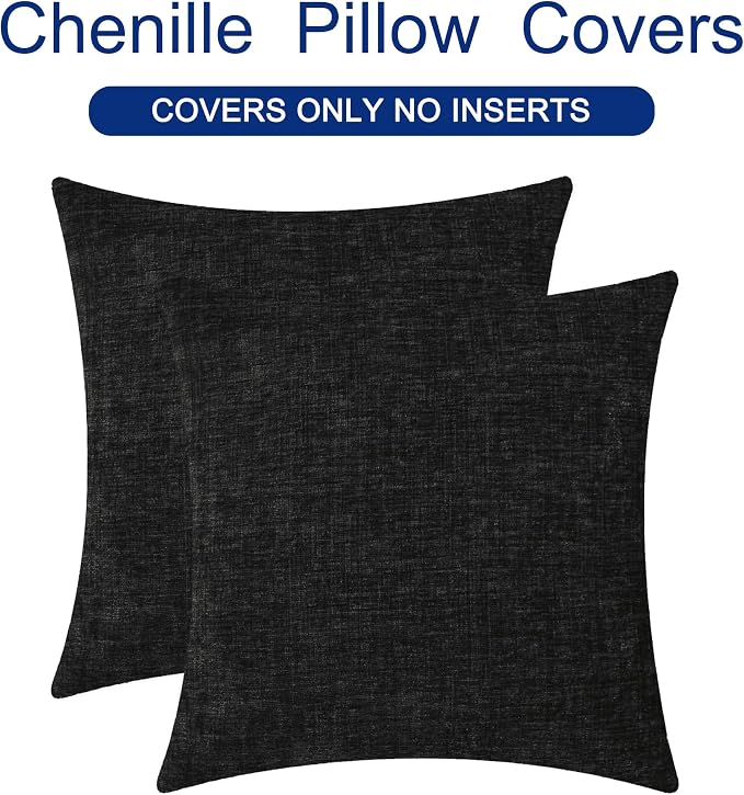 CaliTime Decorative Couch Throw Pillow Covers 24 X 24 Inches Black | Pack of 2 - Image 6
