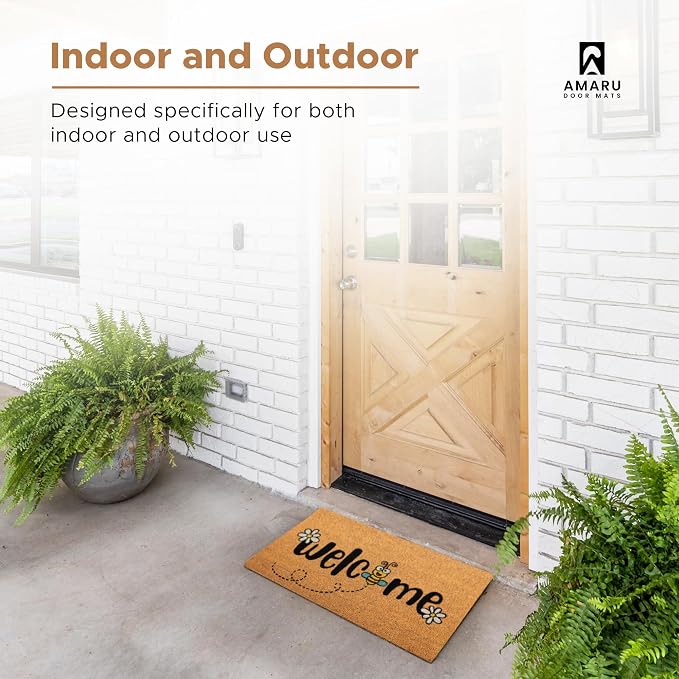 Coir Welcome Mat, 17 x 29 in | 100% Natural Coir, Anti-Shedding, Durable PVC - Image 4