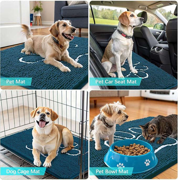OLANLY Dog Door Mat for Muddy Paws 70x24, Paw Print Design Chenille Mud Mat | - Image 7