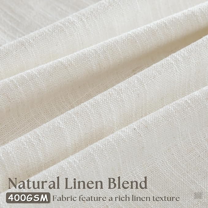Natural Pinch Pleated Linen Curtains 63 Inch Length 2 Panels Set | - Image 3