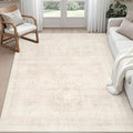 5x7 Area Rugs Living Room: Bedroom Neutral Washable Carpet Beige | Large by Luxturiy