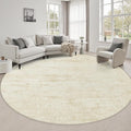 Round Area Rug Living Room: 8 ft Modern Washable Carpet Taupe | by FXRHLP