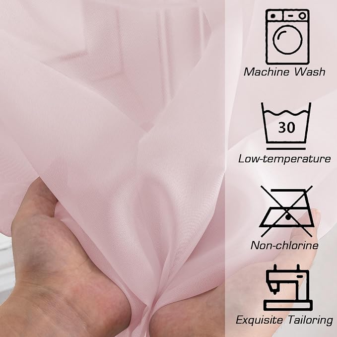 OWEINE Sheer Curtains 90 Inches Long 2 Panels Set, Light Filtering Fimly Voile - Image 5