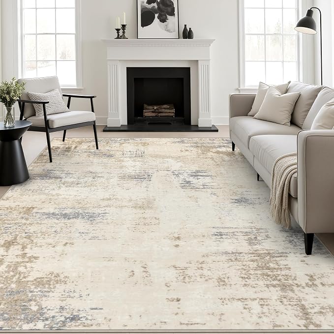 FXRHLP 6x9 Area Rug Living Room: Modern Washable Soft Carpet Beige Brown | by FXRHLP
