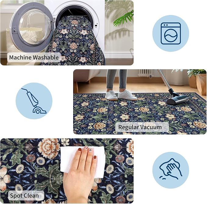 GarveeHome Area Rugs 8x10 for Living Room, Forest Green Floral Large Washable - Image 6