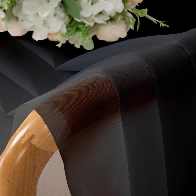 Black Sheer Curtains 68 Inch Length 2 Pcs, Light Filtering Rod Pockets Window - Image 5