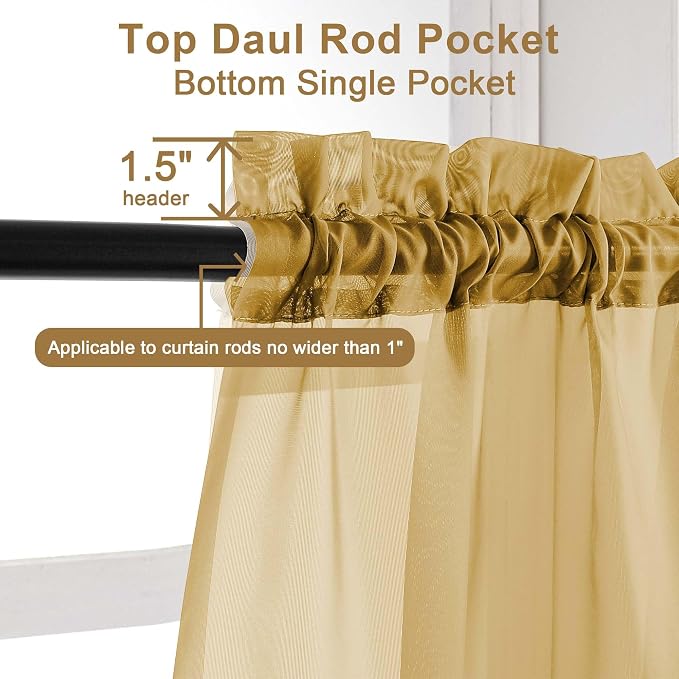 Chyhomenyc Gold Sheer Valances for Windows - Image 5