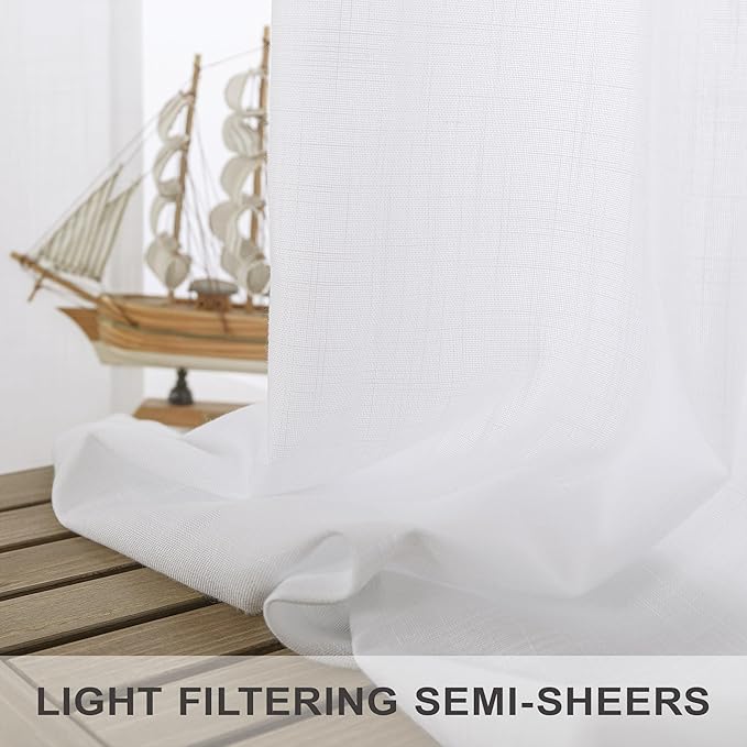 Pitalk White Linen Extra Long Curtains 120 Length - Image 4