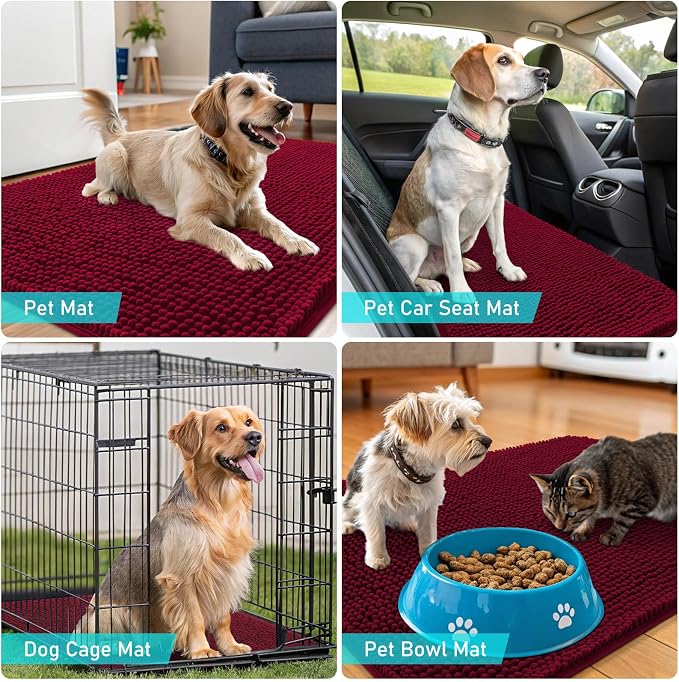 OLANLY Dog Door Mat for Muddy Paws 59x32, Super Absorbent Chenille Mud Mat | - Image 7