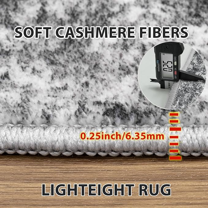 5x8 Area Rugs for Living Room Washable Bedroom Dining Room Black Grey | Modern - Image 6
