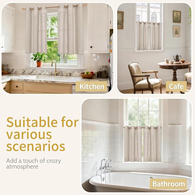 YoungsTex Small Linen Curtains 36 Inch Length - Image 2