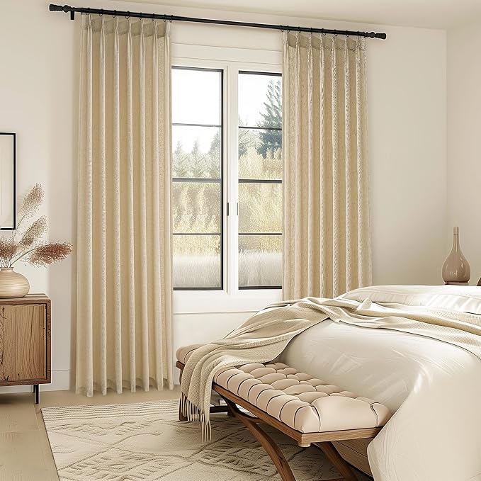 Topfinel 94 Inch Length Pinch Pleat Linen Curtains Drapes 2 Panels Set - Image 5
