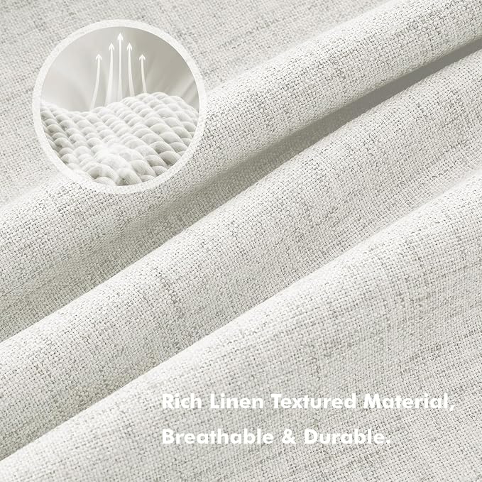 MIULEE 100% Blackout Linen Curtains 42 x 96 Inch Light Beige 2 Panels | Thermal - Image 3