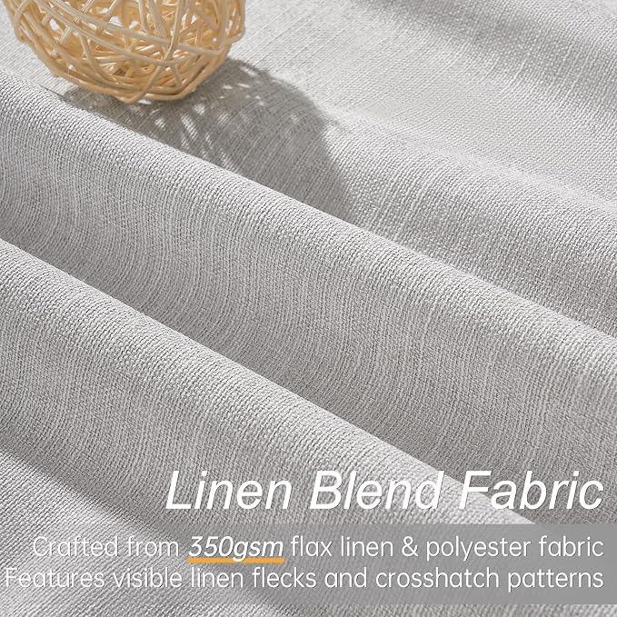 Topfinel 95 Inches Length Custom Blackout Linen Curtains Back Tab Pinch Pleated - Image 2