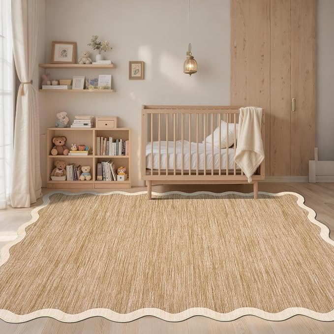 GarveeHome Scalloped Living Room Rug 5x7 Area Rug Washable Non Slip | Area Rug - Image 2
