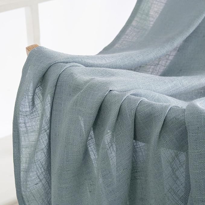 MIULEE Dusty Blue Linen Curtains 42x84 Inch Length - Image 5