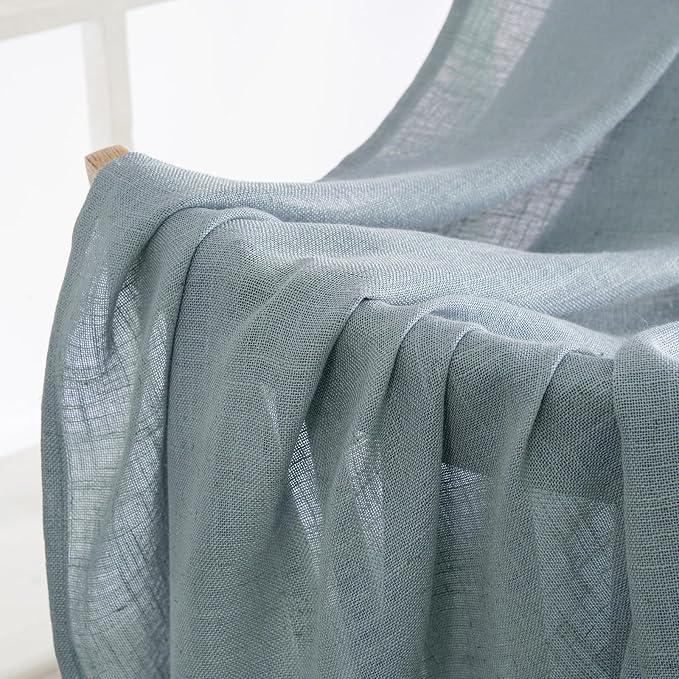 MIULEE Dusty Blue Linen Curtains 42x63 Inch 2 Panel - Image 6