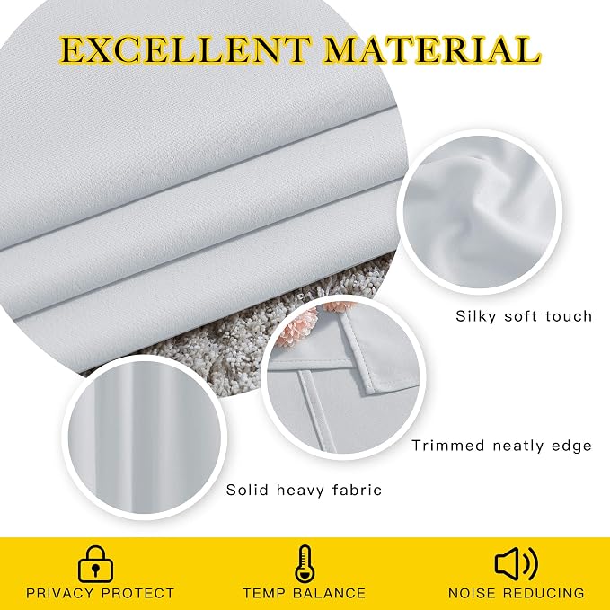 NICETOWN Greyish White Curtains 96 inches Long, Grommet Thermal Insulated - Image 4
