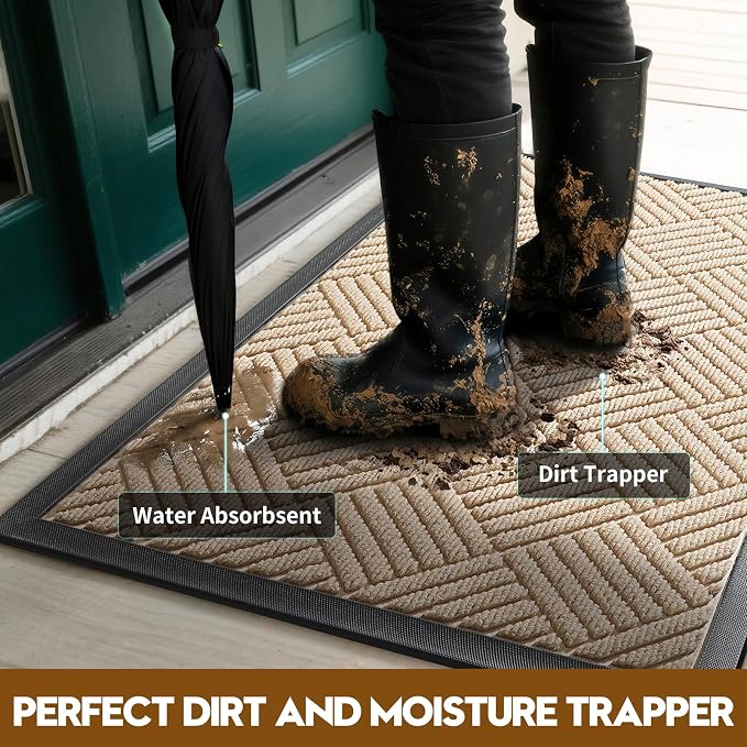 Front Door Mat, Heavy Duty Waterproof Doormat 47.5"x35.5", Stain Fade Resistant - Image 3