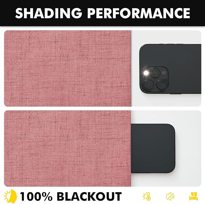 MIULEE 100% Blackout Linen Curtains 42 x 96 Inch Dusty Rose Pink 2 Panels | - Image 7