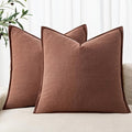 MIULEE Decorative Linen Pillow Covers 18x18 Inch Rust Red | Boho Farmhouse​ by MIULEE