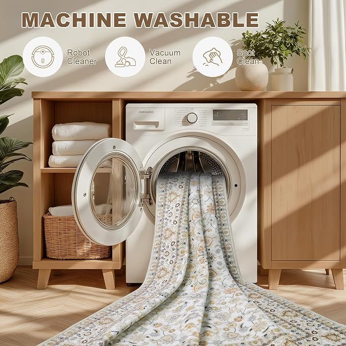 9x12 Area Rugs Living Room: Washable Vintage Rug - Image 6
