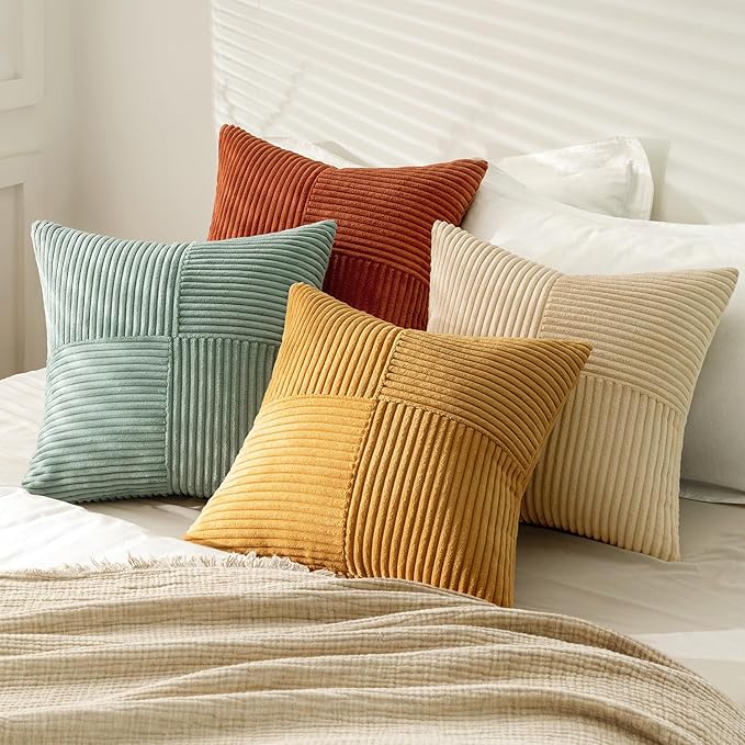 MIULEE Fall Teal-Orange Decorative Throw Pillow Covers 16x16 Inch Set of 4 Boho - Image 4