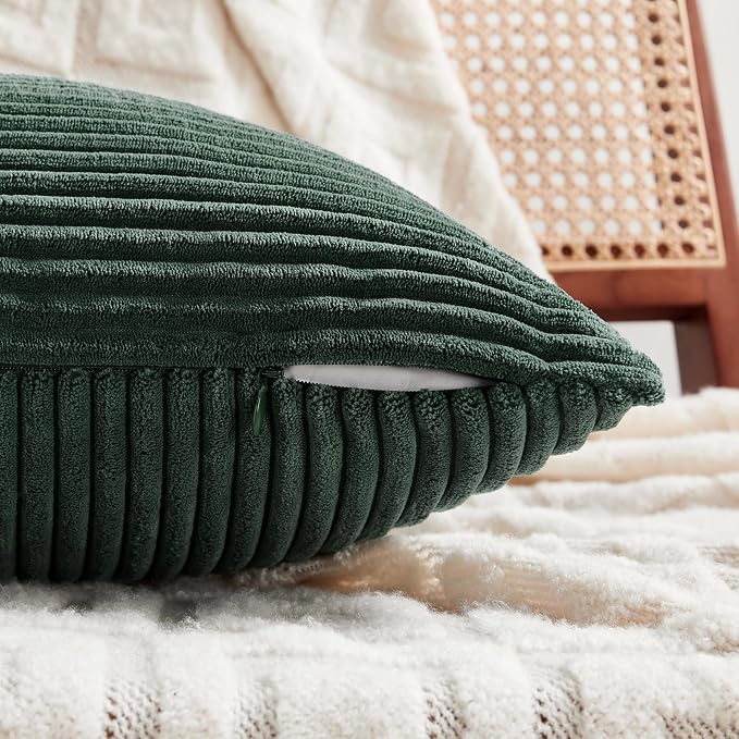 Fancy Homi Set of 2 Dark Green Decorative Throw Pillow Covers 24x24 Inch - Image 3