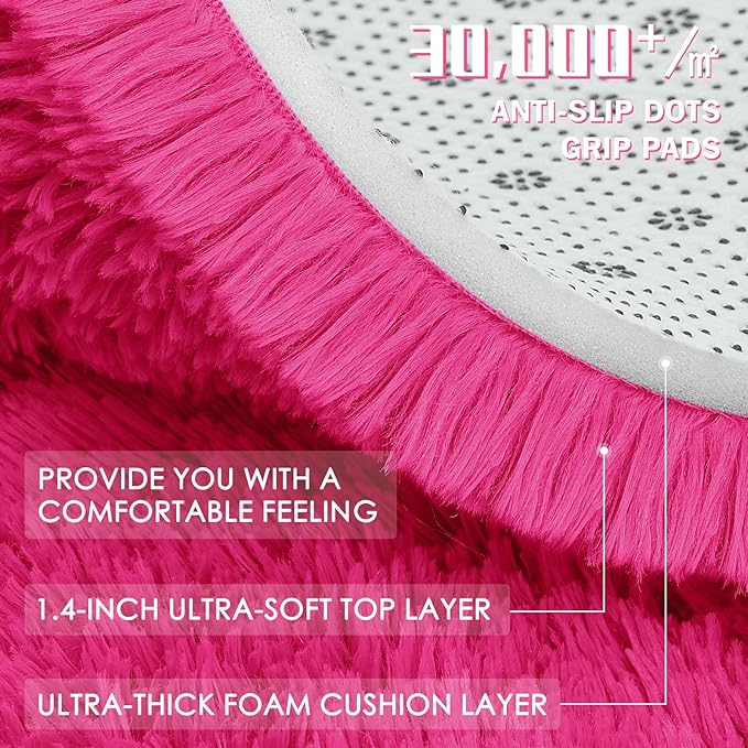 OLANLY 2x3 Machine Washable Small Bedside Rug, Soft Fluffy Shaggy Entryway - Image 8