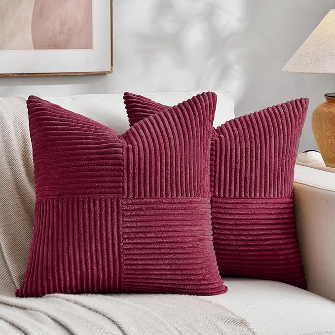 Fancy Homi 2 Packs Burgundy Samll Decorative Throw Pillow Covers 14x14 Inch by Fancy+Homi