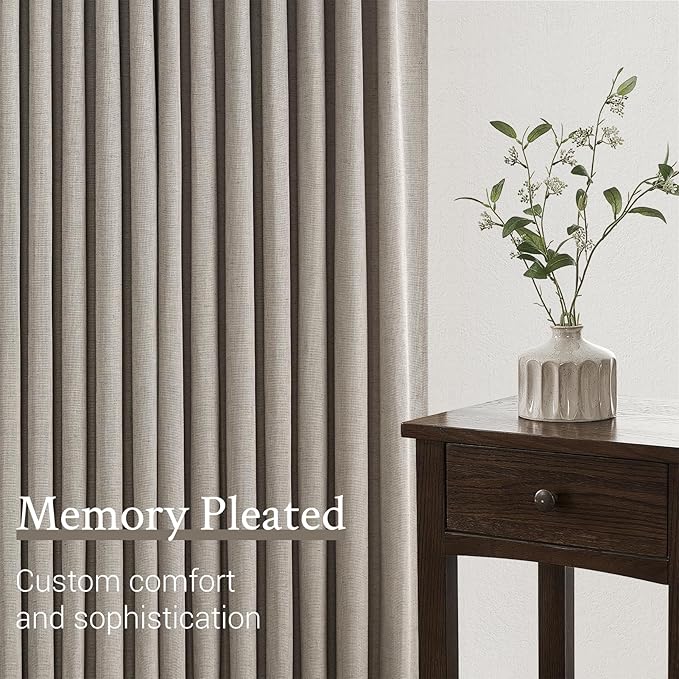 Topfinel 120 Inch Curtains 2 Panels Set, Two Packs Pinch Pleat Back Tab Linen - Image 5
